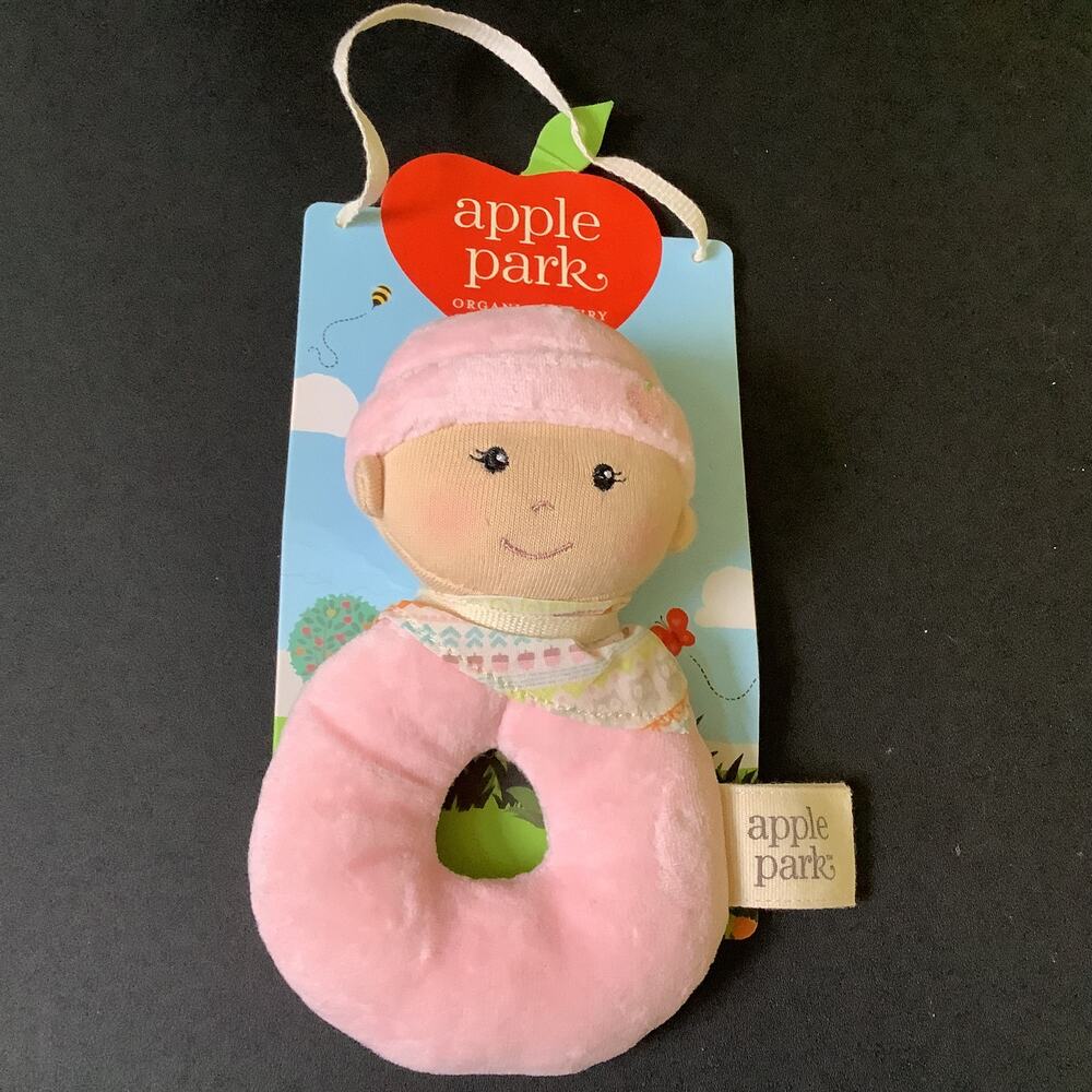 Apple Park Organic Baby Ring Rattle - Naturally Hypoallergenic  NWT